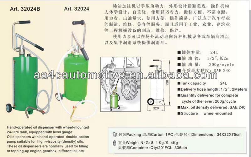 24L Manual Oil Lubrication Pumps With Meter Lubrication Equipments