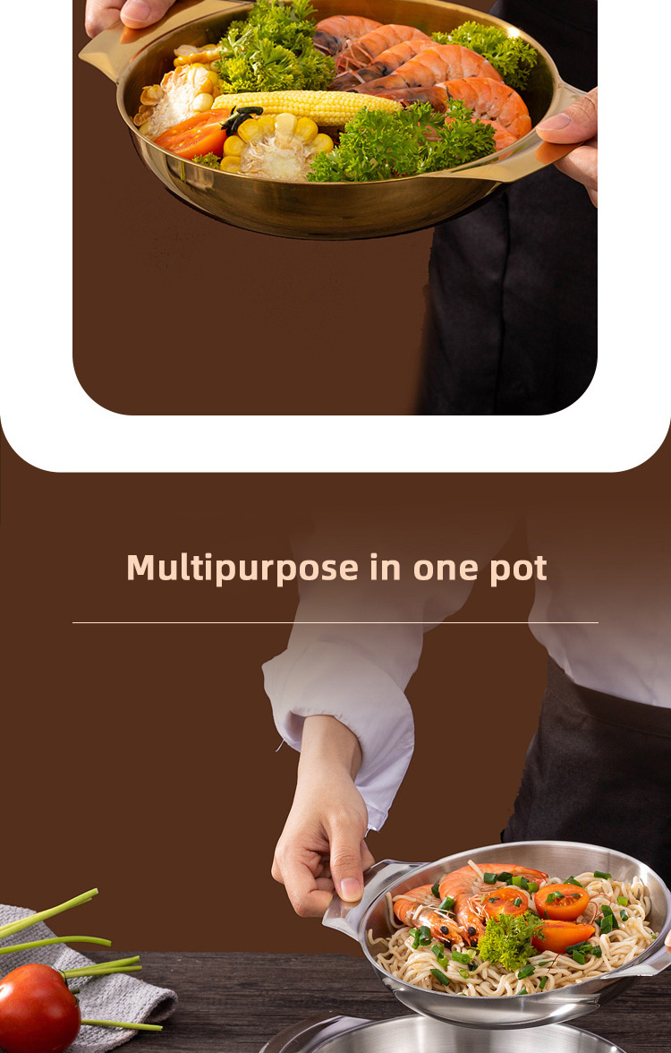 Good Quality Stainless Steel Golden Soup Pot Korean Ramen Instant Noodle Seafood Lobster Induction Cooker Dry Pot