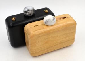 Quality Simple Design Ladies Makeup Wooden Clutch Bag Yellow Color For Vacation wholesale