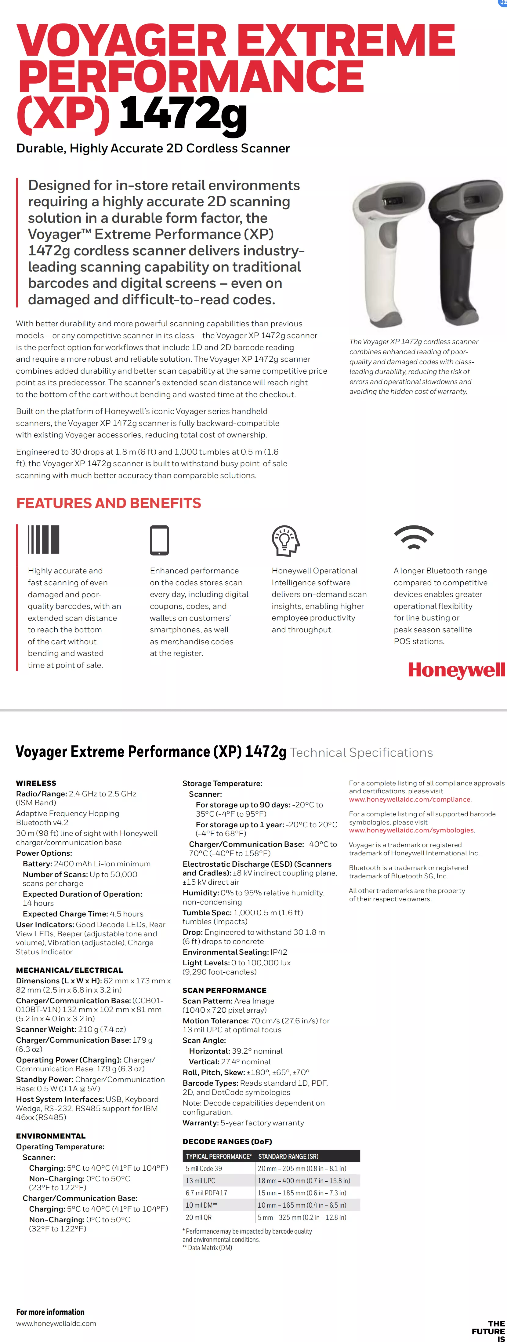 Honeywell 1472G 2D Wireless Barcode Scanner Machine Qr Code With Charging Base