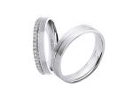 18K Diamond Circular Grooved Couple Wedding Rings Design In Gold