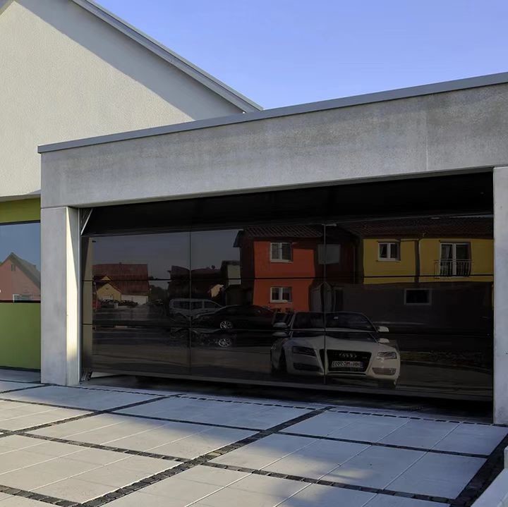 12 16 18 Foot Aluminum Full View Glass Garage Doors Frameless