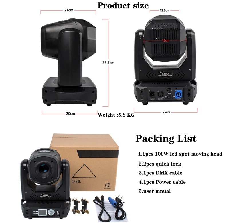 150W LED Moving Head Beam Light for DJ Disco Stage Lighting Color Rendering Index Ra 95