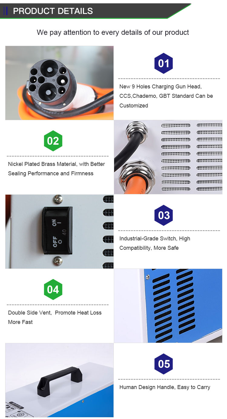 GB/T Connectors 1 220v Fast Charging Pile Dc 7kw Movable Fast Dc Ev Charger Station For Electric Vehicle Eco-Friendly