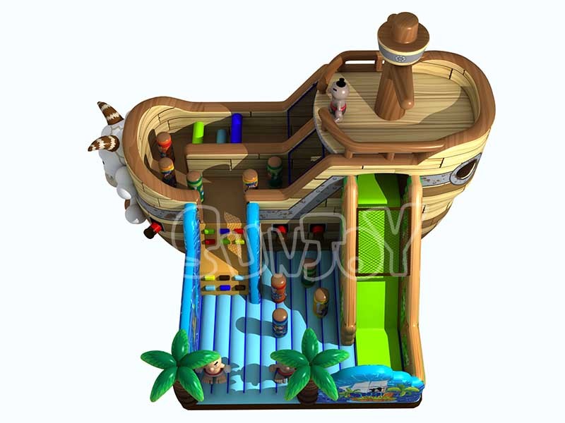 Pirate Ship 0.55mm Plato Inflatable Amusement Park For Kids