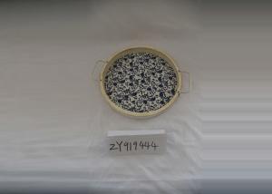 Quality Retro Wooden Bottom Metal Handle MDF Round Food Tray wholesale