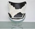 Polished Aluminium Aviator Egg Office Chair Genuine Cowhide