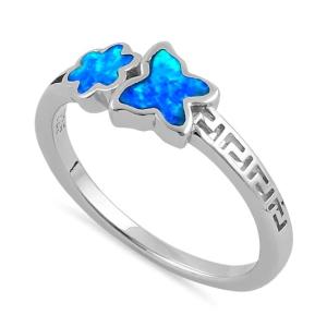 Quality 925 With Sterling Silver High Quality Blue Opal Greek White Lab Opal Engagenent Ring For Girls wholesale