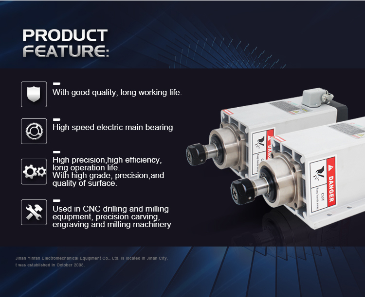 3.5kw Air Cooled Spindle ER25 Spindle 300Hz GDZ93*82-3.5kw with Maximum Torque 1.59Nm