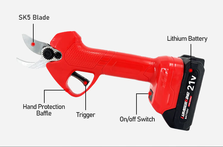 Professional 25mm Cutting Diameter Battery Power Tree Pruner Pruning Shear Electric