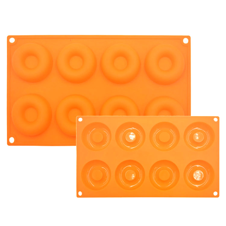 8 Cavity 3D Silicone Cake Moulds Doughnut Shape Custom Made Soap Molds