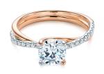 Round Criss Cross Diamond Ring Gold , 4 Prong Engagement Ring 6mm Size