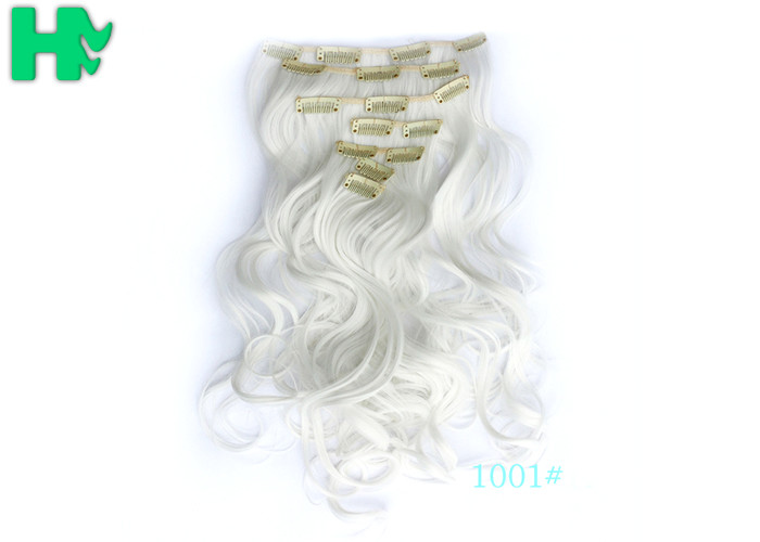 Blonde 16 Inches Synthetic Clip In Hair Extensions High Temperature Fiber