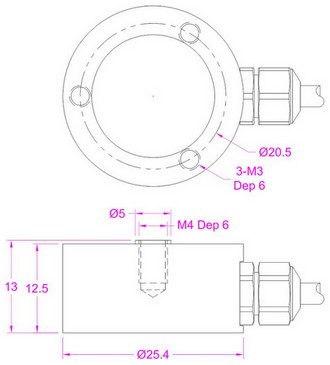 Miniature Compression Load Cell With M4 Threaded Hole