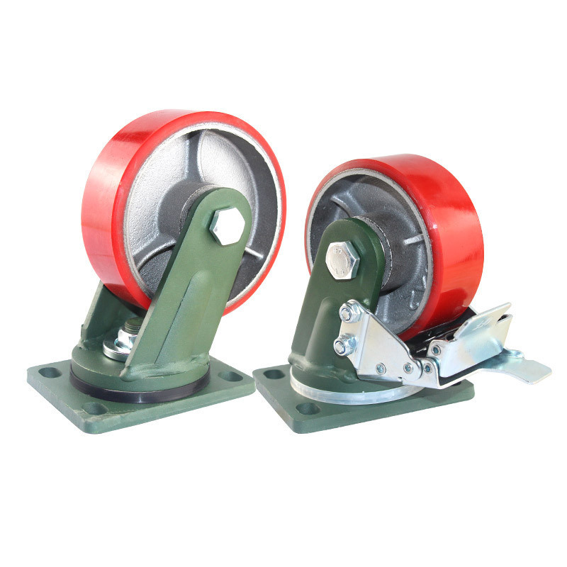4/5/6/8inch Heavy Duty 1 Ton Red PU Wheel Iron Core Caster Wheel