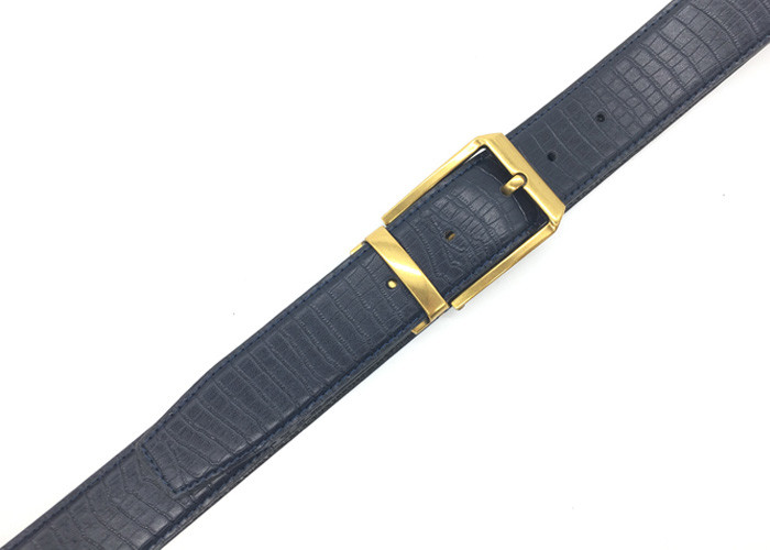 Mens Small Croco Embossing Leather Dress Belt With O.E.B Clip Buckle 1-3/8 Inches Wide Strap