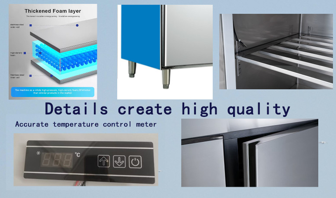 Energy Saving Two Door Undercounter Freezer Dustproof Commercial Countertop Freezer