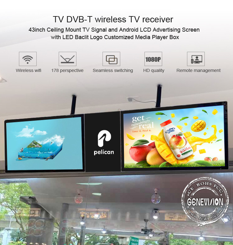 500nits Android 7.1 43" 49" 55" 65" 1080P FHD LCD Menu Display