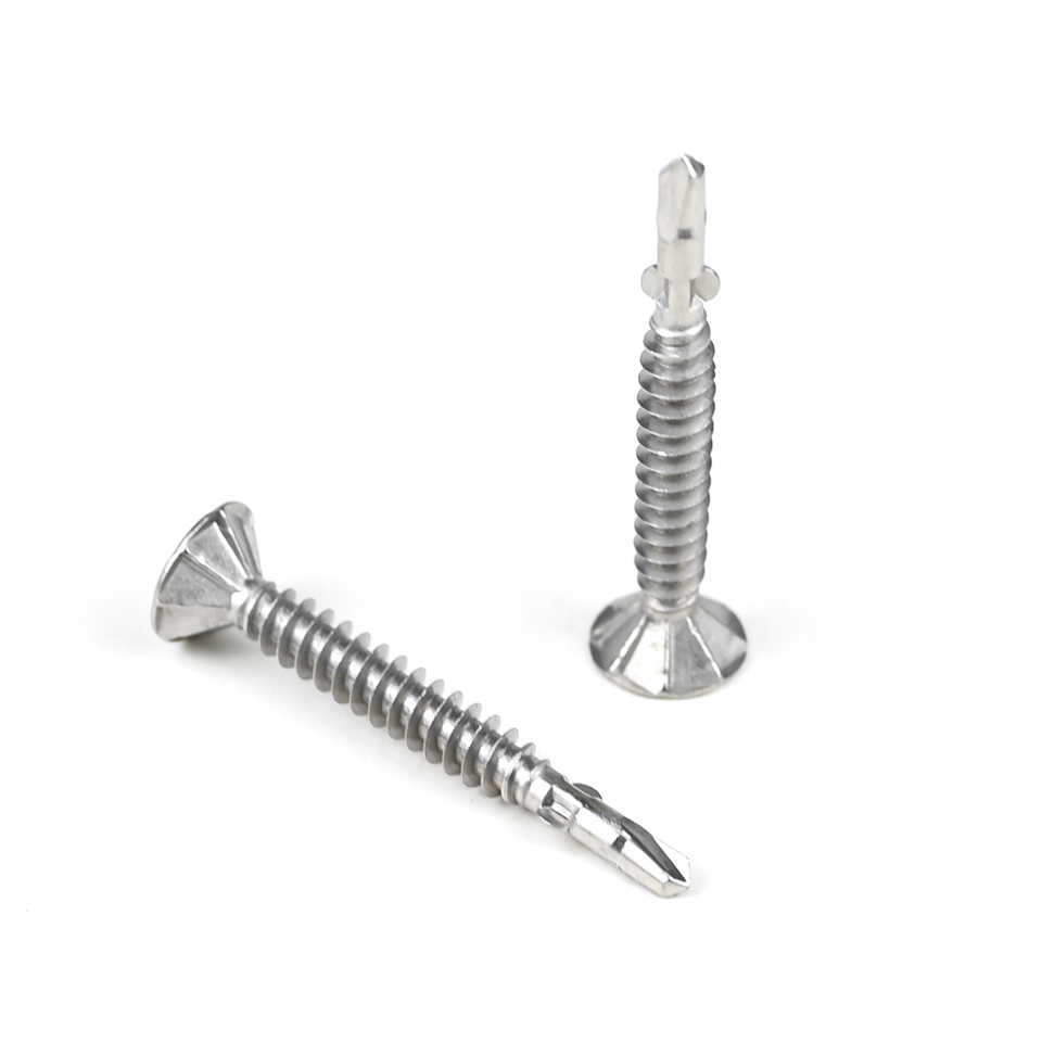 Stainless Steel Flat Head Self Drilling Screw With Wing 4.5x37mm with Ruspert Finish