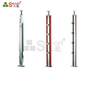 Quality Anti-rust Wooden Stainless Steel Balusters Railing For 8mm Glass wholesale