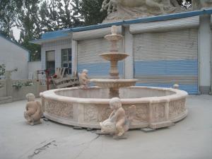 Quality Flower Carved 4 Tier Stone Marble Pool Water Fountain wholesale