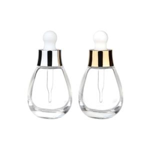 Quality Functional Cosmetic Dropper Bottles 30ml Thick Glass Bottle with Gold Dropper wholesale