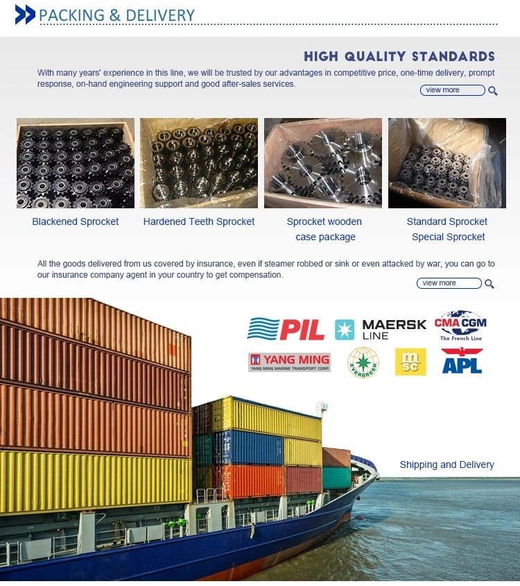Standard Steel Chain Wheel Sprocket Carbon and Stainless Steel Roller Chain Sprockets with High Quality
