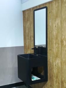 Quality Integrated Bathroom Sink Cabinets Black Matted Surface With Mirror wholesale
