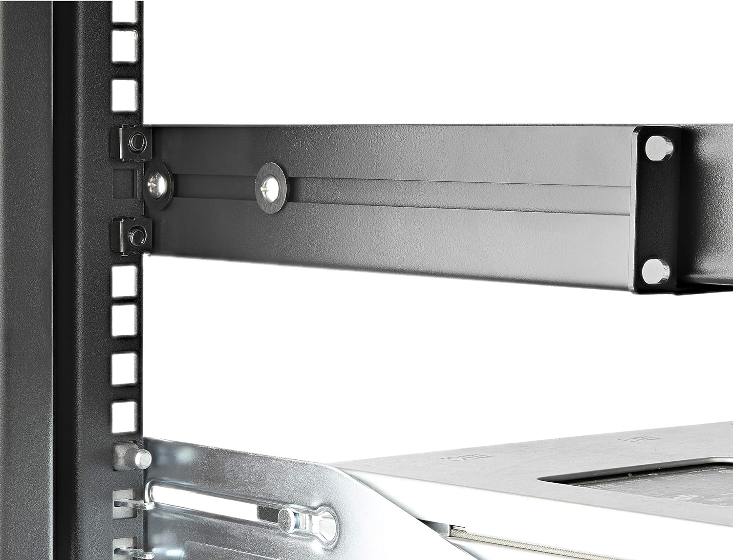 Black Powder Coated Universal 4 Post Mount Rails for Network Equipment Server Rail Kit