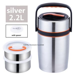 China Attractive price silver color food vacuum flask  new type stainless steel lunch box vacuum insulated food jar with bag on sale