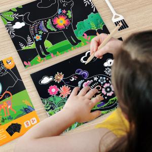 Quality Magic Animals Scene Draw Paper Arts Crafts Painting Black Coated wholesale