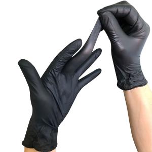 Quality Black Latex Free NBR Waterproof Nitrile Gloves Viral Resistance wholesale