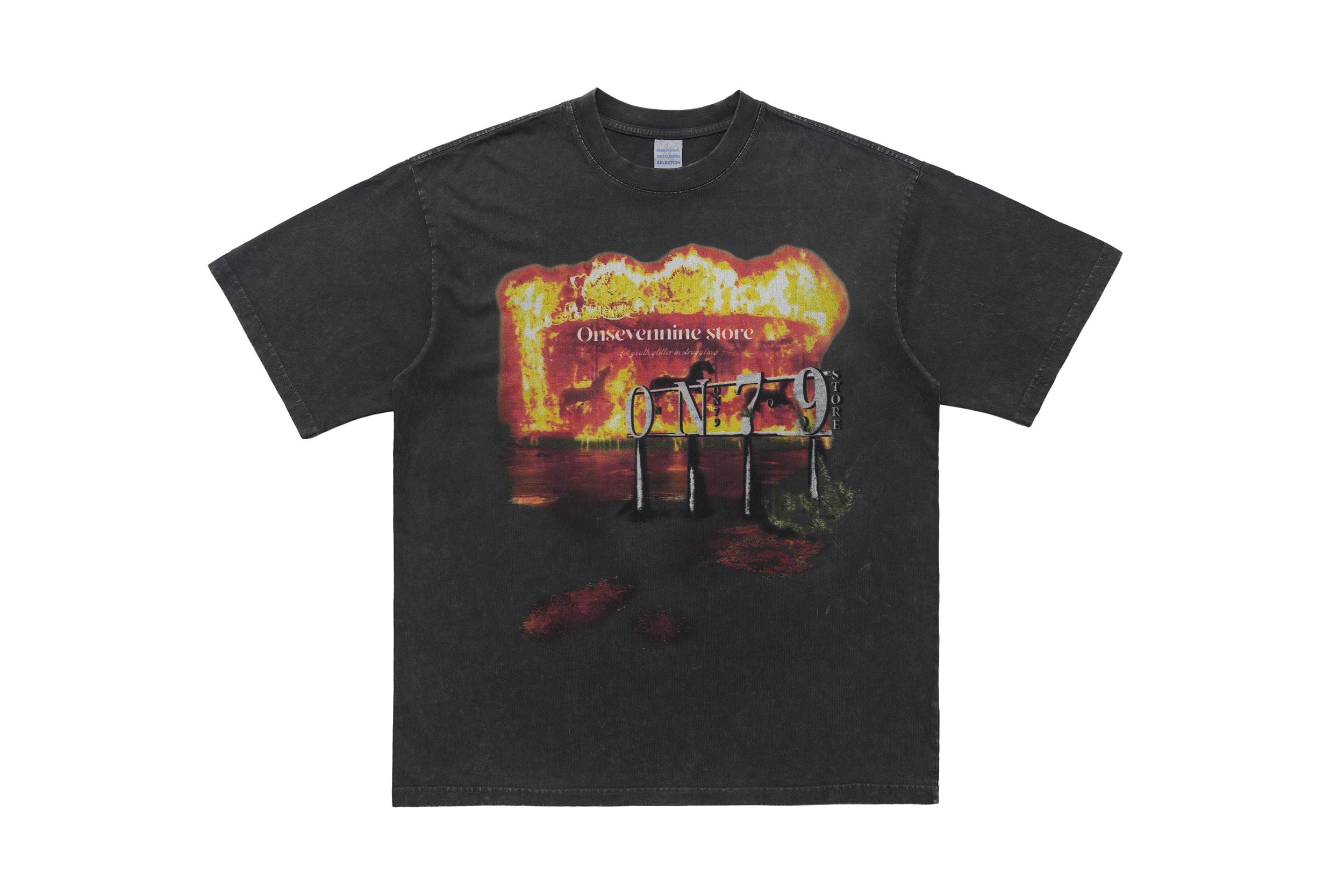 Cotton Panic Buying Oversized Acid Washed Print Shirts Heavyweight T-Shirt Fabric Type