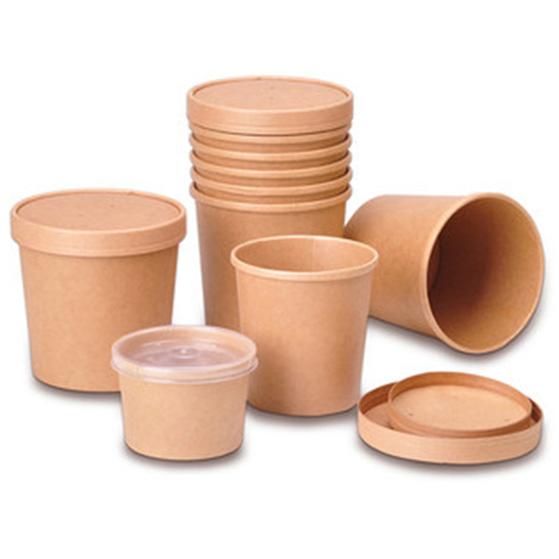 Disposable Thickened Porridge Kraft Paper Soup Bowl Takeaway Packing
