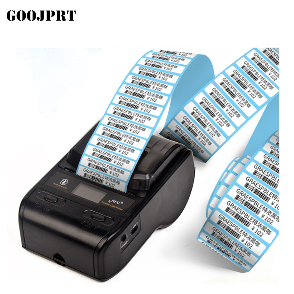 Portable 58mm thermal barcode printer bluetooth label sticker printer