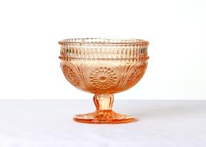 Quality 250ml Lead Free Solid Colored Ice Cream Cups , Embossed Vintage Ice Cream Glass Cup wholesale