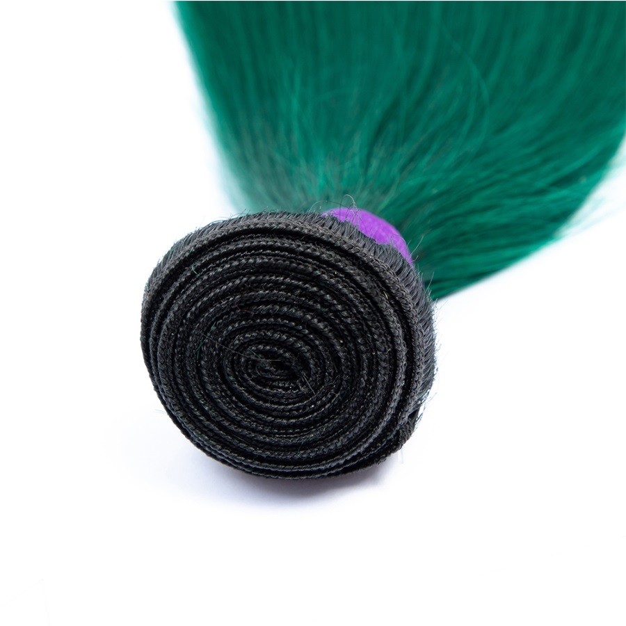 #T1B/Green Straight Remy Human Hair Bundles Sew In Weave Bundles Brazilian Bundle Deals