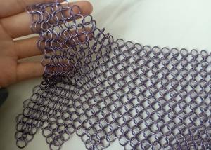 Quality Purple Welded Stainless Steel Ring Mesh Curtain Anticorrosion 2.2kg/M2 wholesale