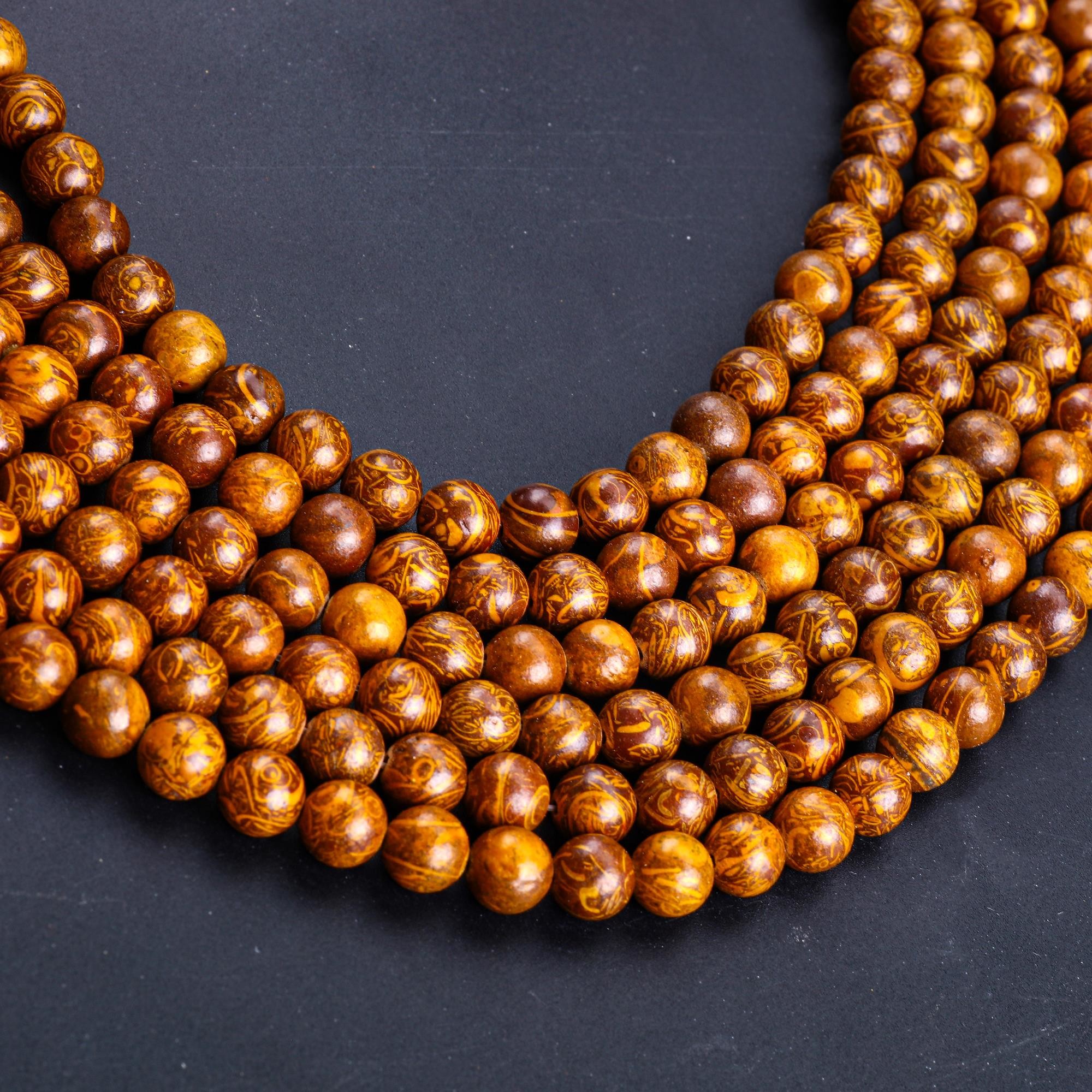 Golden-Thread jade Round Bead Natural Crystal Gemstone Loose Bead Strands for DIY Jewelry Making
