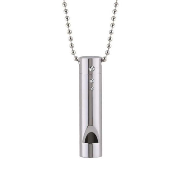 Safety Whistle Necklace, Whistle Pendant Necklace in Silver color, Bead Chain