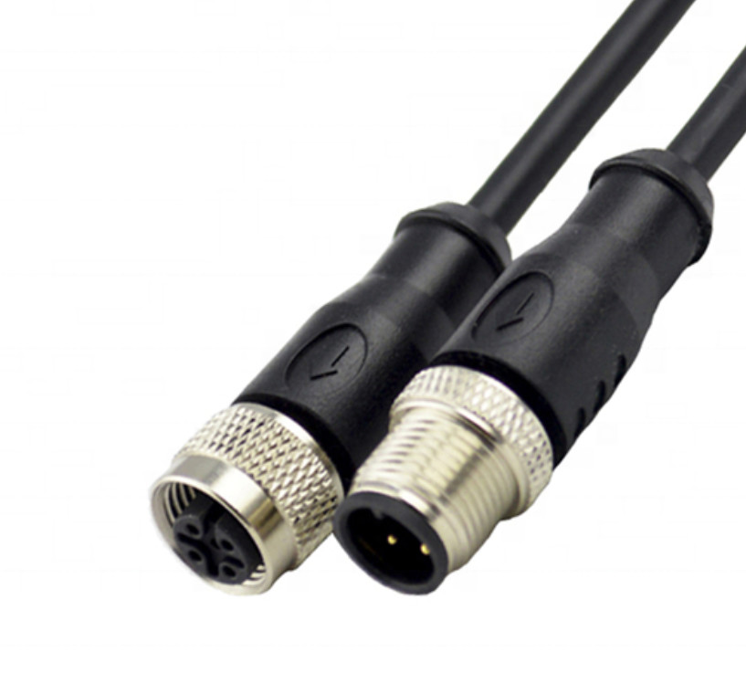 5pin 8pin M12 Circular Straight angle Wire Cable assembly Male Female connector for PCB CCTV camera automative