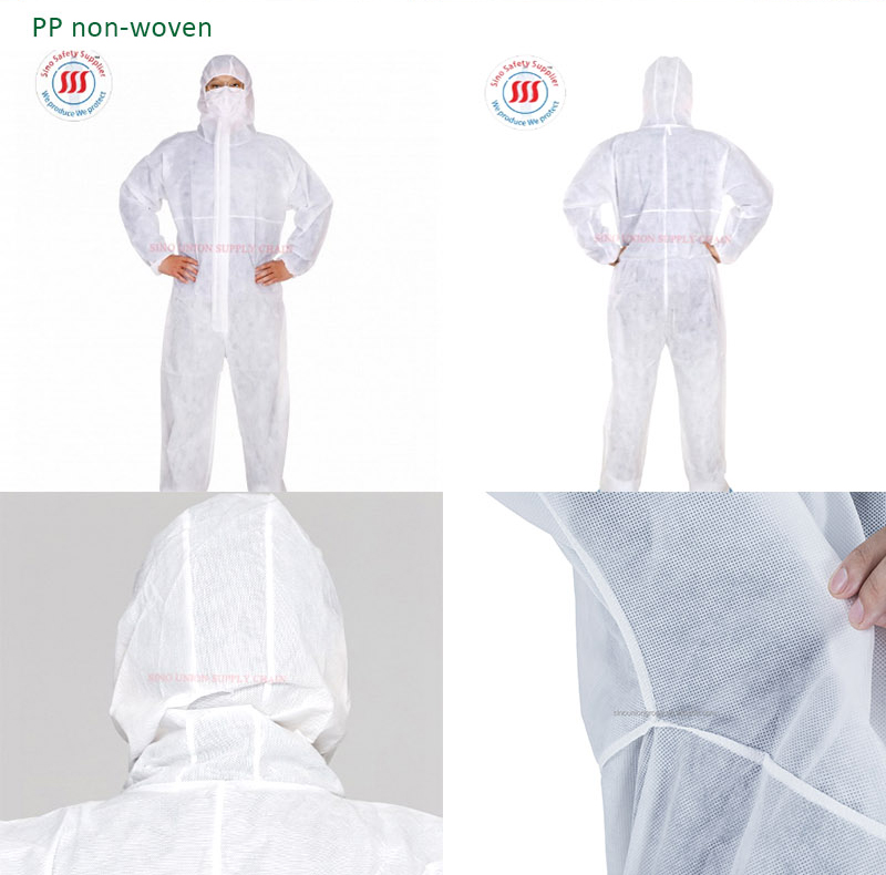 Uniform Non Woven Polypropylene Disposable Coverall One Piece With Hood