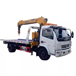Quality Diesel Rollback Wrecker Truck 90km/h Hydraulic Flatbed Tow Truck With Crane wholesale