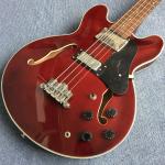 New style high-quality hollow body electric guitar 4 string bass, Double F holes