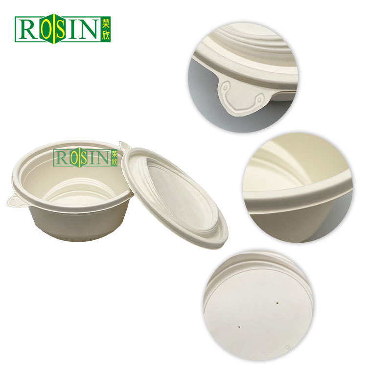 Disposable Biodegradable Container Round Corn Starch Bowl 900ml Capacity