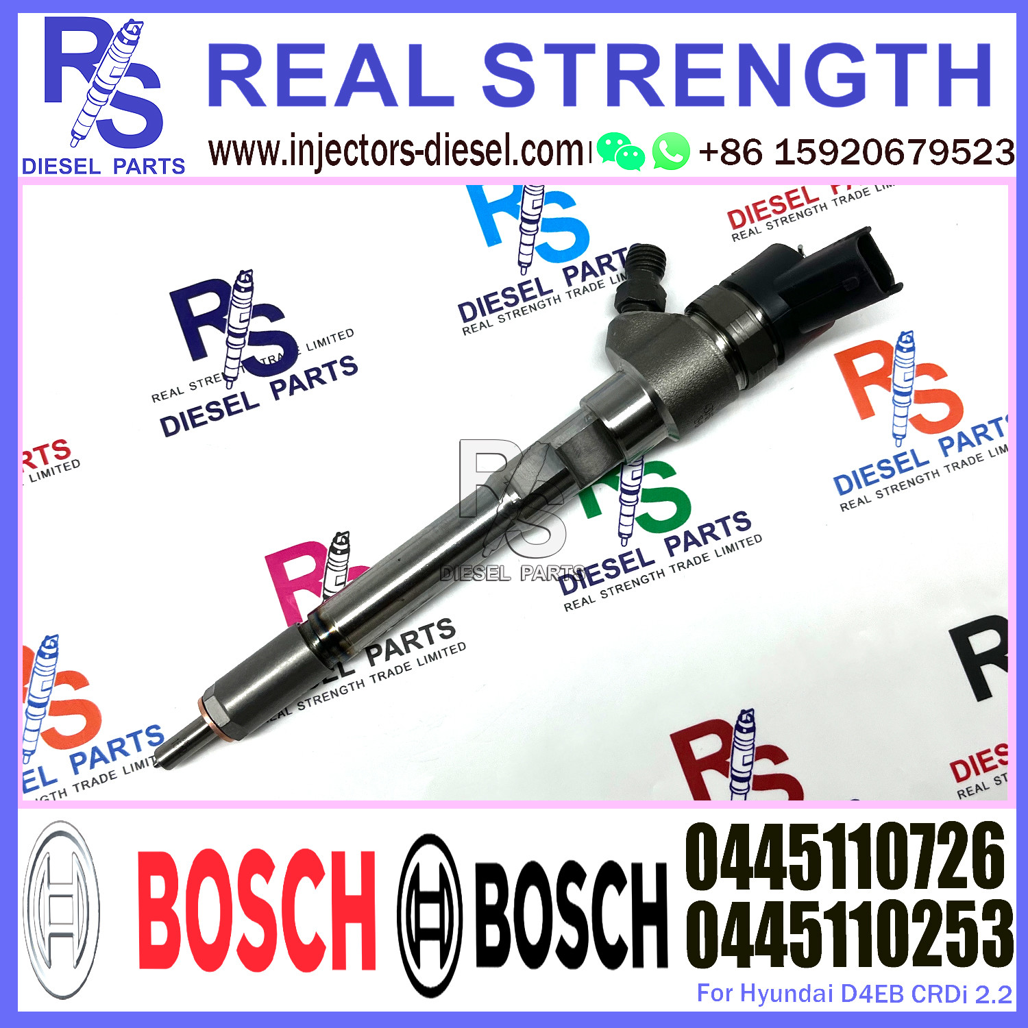 Hyundai injector 0445110726 Brand New Common Rail Injector Assembly 0445110153 0445110254 0445110726