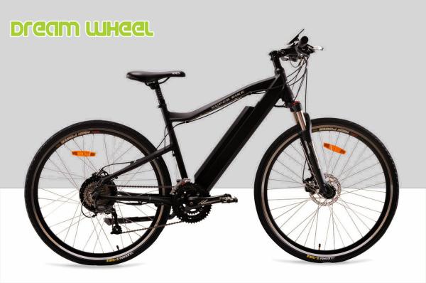 Matt Black Battery Powered Mountain Bike 500W 27 Speed Battery Inside 26.50Kgs