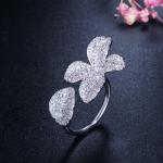 Fashion Flower Finger Ring Band Dazzling Brilliant CZ Stone Flower Ring Setting