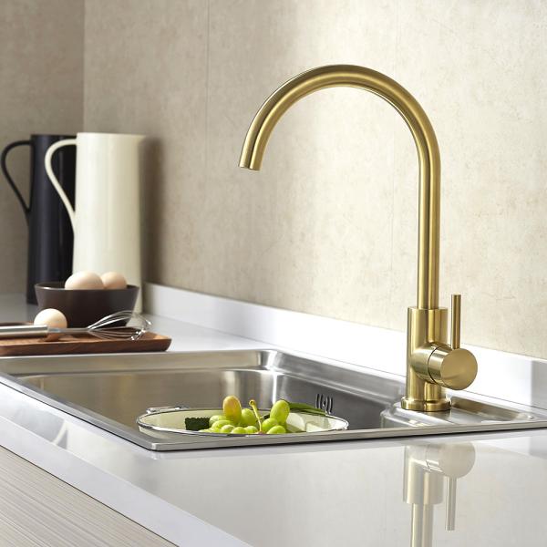 Sink Mixer Gold/Brass Color 304/316 Stainless Steel Kitchen Faucet With Hot/Cold