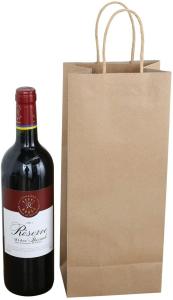 Quality Eco Friendly Printed Recycled Paper Bags Kraft Shopping Paper Wine Bag wholesale